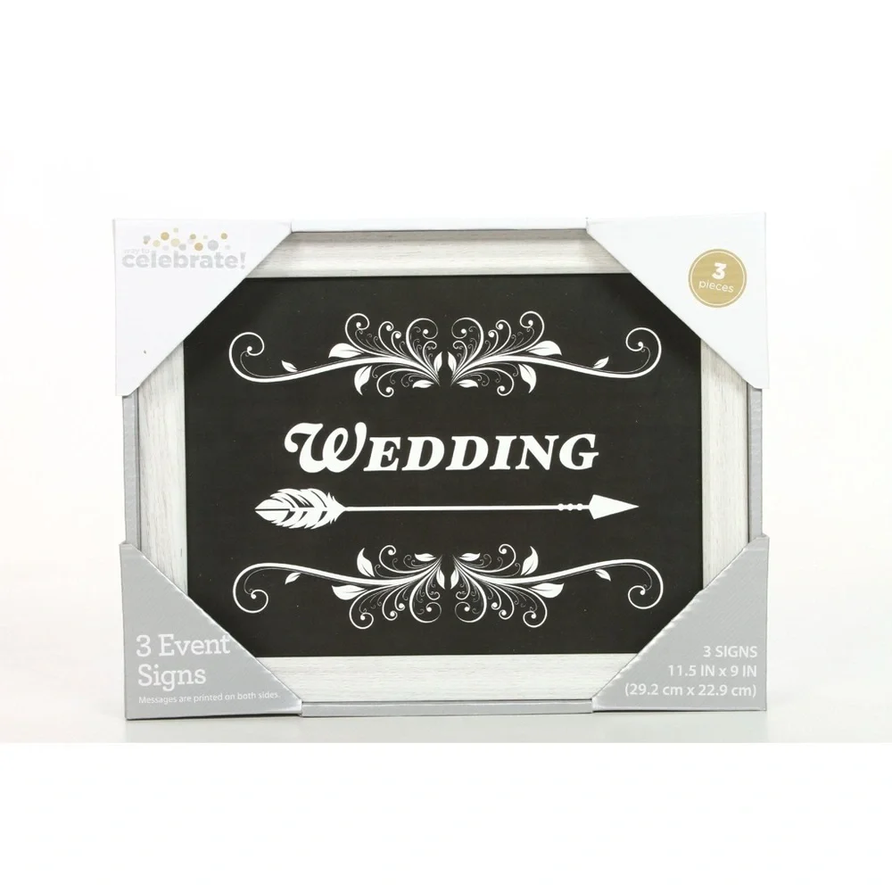 BNIB Hosley 3 Pack of Farmhouse White Wedding Signage 11.5 Inch Long